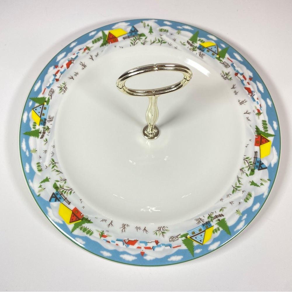 Royal Vale Serving Plate with Handle Winter Wonderland Scene